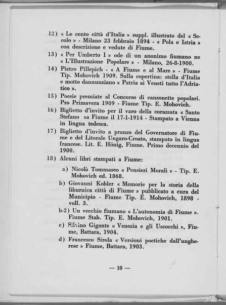 Catalogo della mostra Documenti e cimeli fiumani